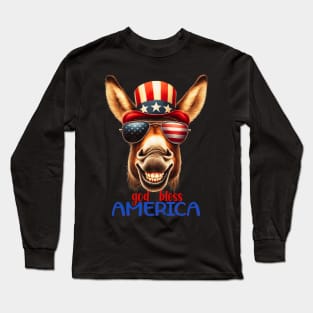 God bless america usa donkey Long Sleeve T-Shirt